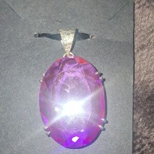 Elegant Sterling Silver Purple Pendant Necklace